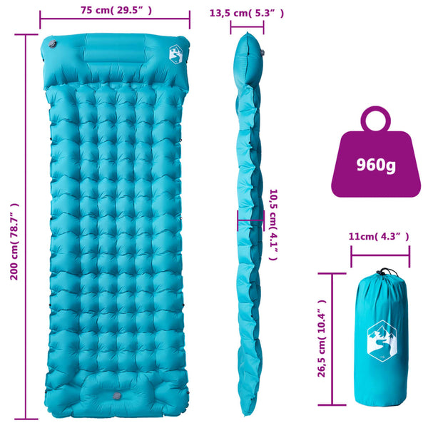 Selbstaufblasende Isomatte Blau mit Kissen
