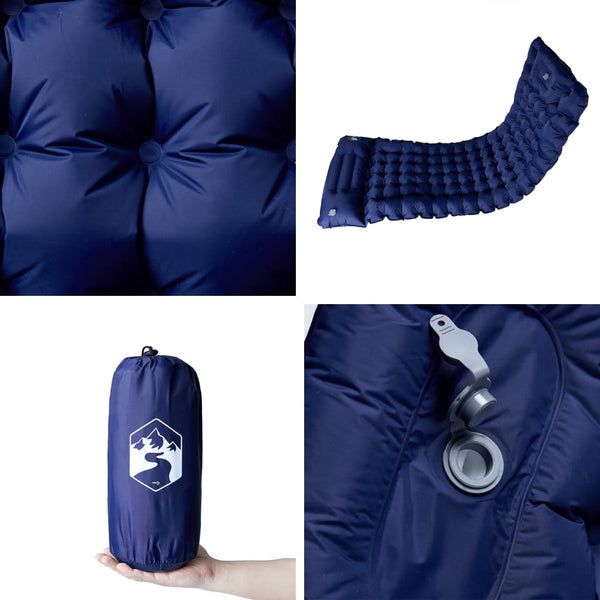 Selbstaufblasende Isomatte Marineblau mit Kissen