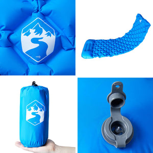Aufblasbare Isomatte mit Kissen - Blau