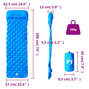 Aufblasbare Isomatte mit Kissen - Blau