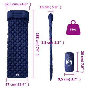 Aufblasbare Isomatte Marineblau mit Kissen