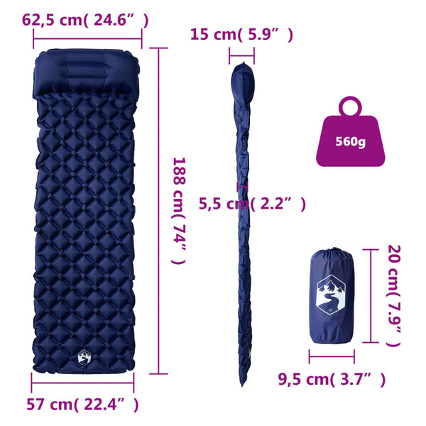 Aufblasbare Isomatte Marineblau mit Kissen