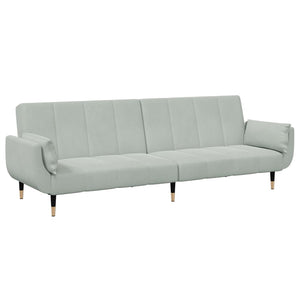 Schlafsofa 2-Sitzer Hellgrau mit Hocker