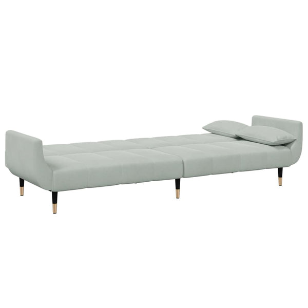 Schlafsofa 2-Sitzer Hellgrau mit Hocker