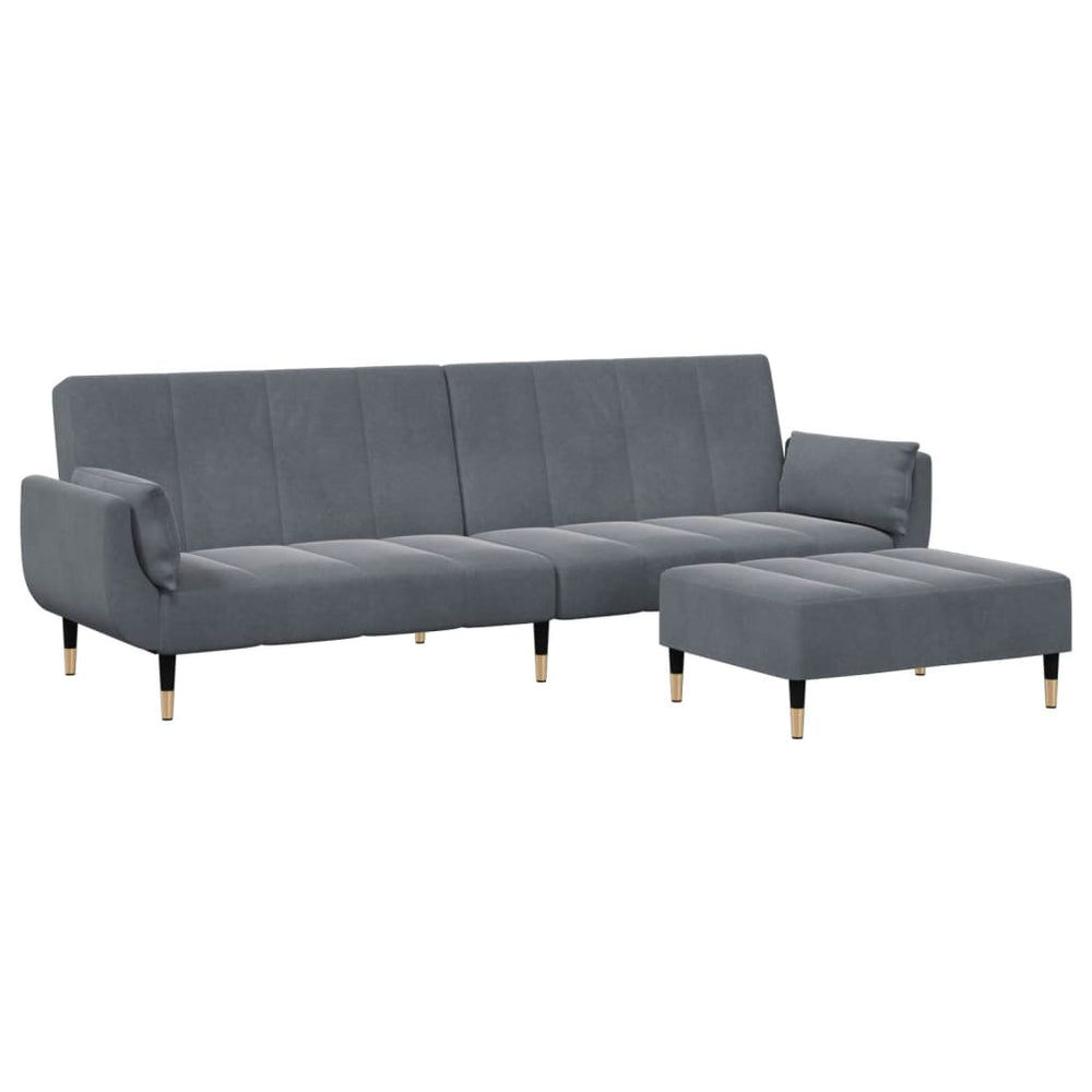 Schlafsofa 2-Sitzer Dunkelgrau mit Hocker