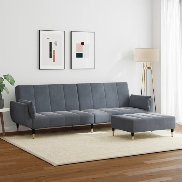 vidaXL 2-Seater Sofa Bed with Footrest Dark Grey Velvet