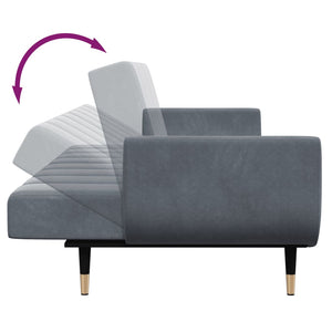 vidaXL 2-Seater Sofa Bed with Footrest Dark Grey Velvet