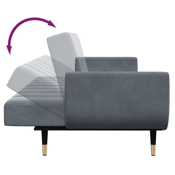 vidaXL 2-Seater Sofa Bed with Footrest Dark Grey Velvet