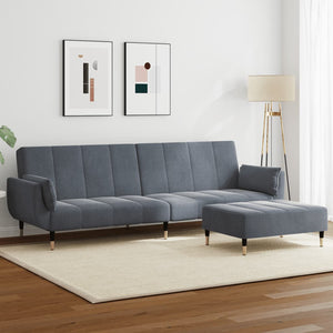 vidaXL 2-Seater Sofa Bed with Footrest Dark Grey Velvet