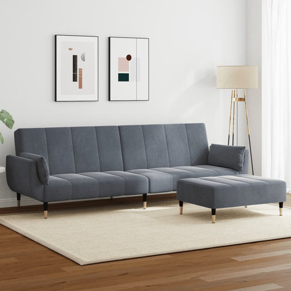 vidaXL 2-Seater Sofa Bed with Footrest Dark Grey Velvet