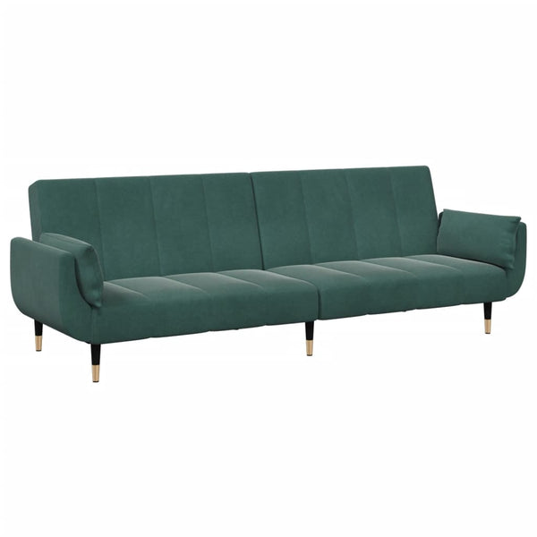 Schlafsofa 2-Sitzer Dunkelgrün mit Hocker