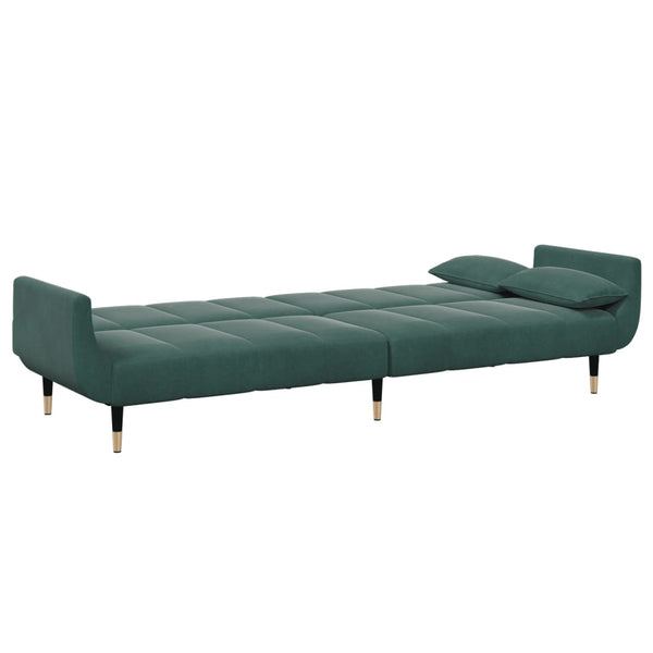 Schlafsofa 2-Sitzer Dunkelgrün mit Hocker