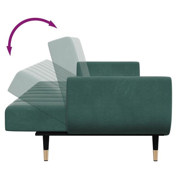 Schlafsofa 2-Sitzer Dunkelgrün mit Hocker
