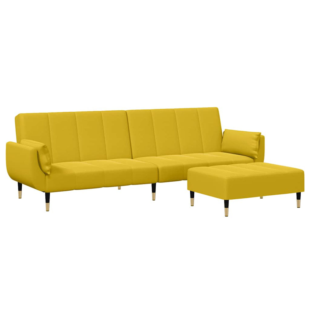 Schlafsofa 2-Sitzer Gelb mit Hocker