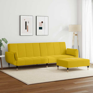 Schlafsofa 2-Sitzer Gelb mit Hocker