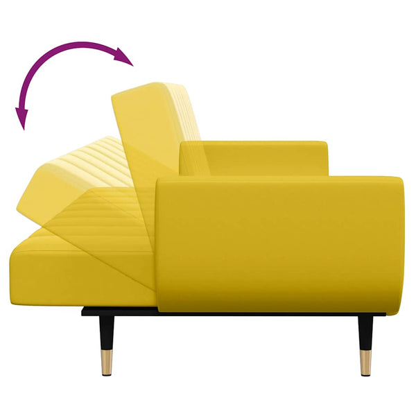 Schlafsofa 2-Sitzer Gelb mit Hocker