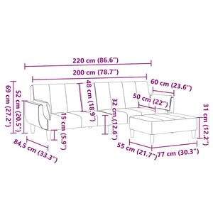 Schlafsofa 2-Sitzer Gelb mit Hocker