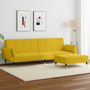 Schlafsofa 2-Sitzer Gelb mit Hocker