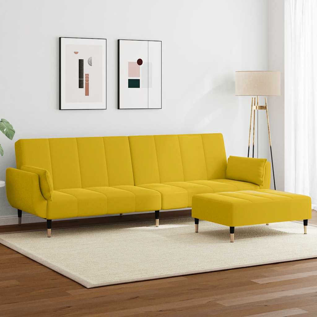 Schlafsofa 2-Sitzer Gelb mit Hocker
