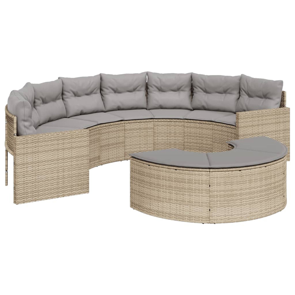 vidaXL 2-piece Garden Sofa Set Semi-circular Beige Poly Rattan