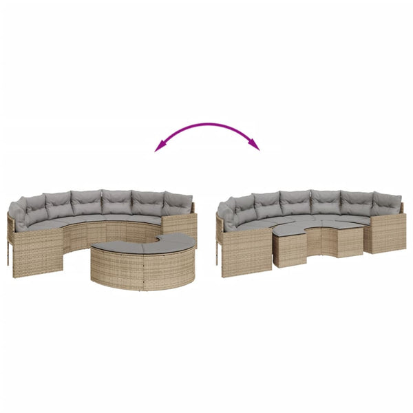 vidaXL Salon de jardin 2 pcs semi-circulaire en résine tressée beige