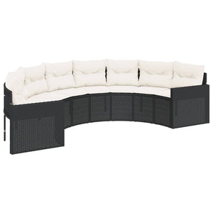 vidaXL Ensemble canapé de jardin 3 pcs demi-rond résine tressée noir