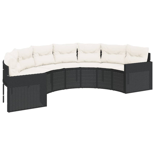 vidaXL Ensemble canapé de jardin 3 pcs demi-rond résine tressée noir