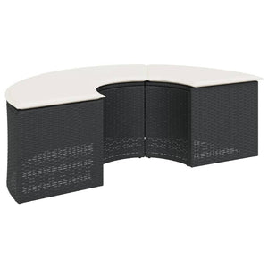 vidaXL Ensemble canapé de jardin 3 pcs demi-rond résine tressée noir