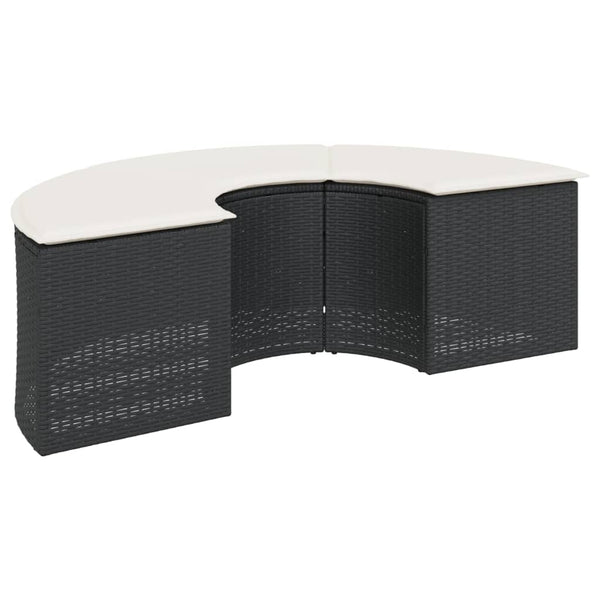 vidaXL Ensemble canapé de jardin 3 pcs demi-rond résine tressée noir
