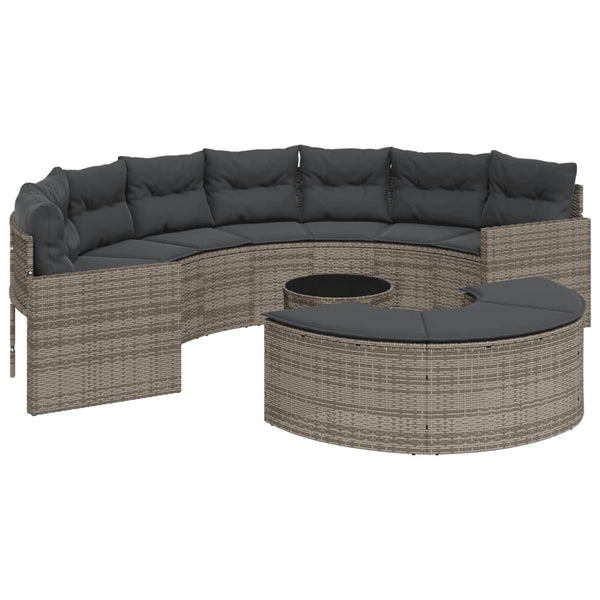 vidaXL Ensemble de canapés de jardin 3 pièces semi-circulaire gris rotin PE