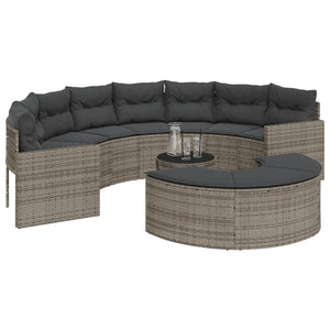 vidaXL Ensemble de canapés de jardin 3 pièces semi-circulaire gris rotin PE