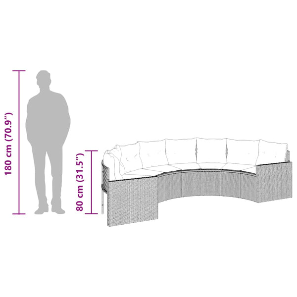 vidaXL Ensemble de canapés de jardin 3 pièces semi-circulaire gris rotin PE