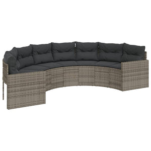vidaXL Ensemble de canapés de jardin 3 pièces semi-circulaire gris rotin PE