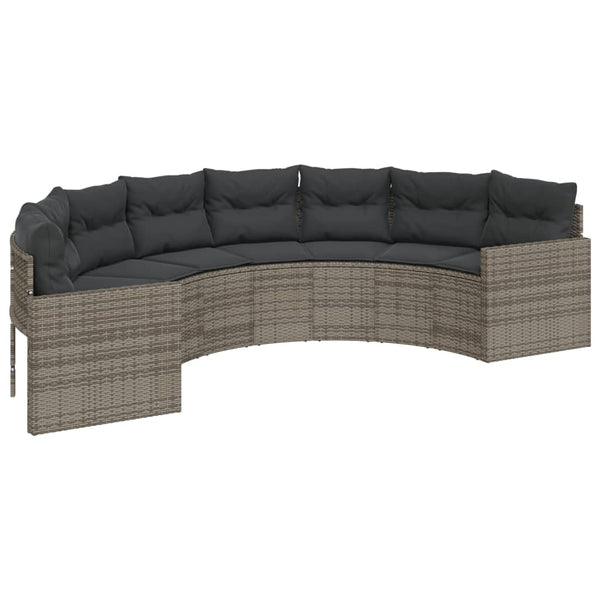 vidaXL Ensemble de canapés de jardin 3 pièces semi-circulaire gris rotin PE