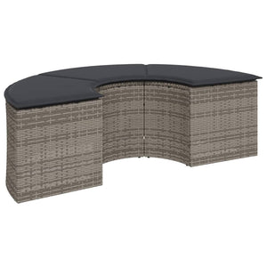 vidaXL Ensemble de canapés de jardin 3 pièces semi-circulaire gris rotin PE
