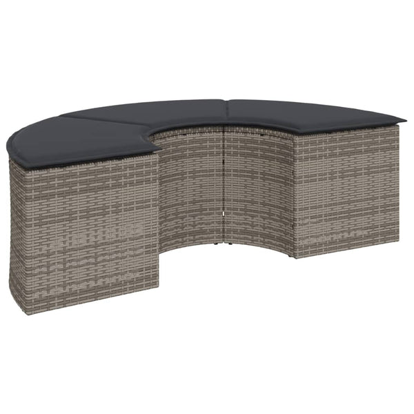 vidaXL Ensemble de canapés de jardin 3 pièces semi-circulaire gris rotin PE