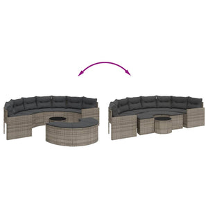 vidaXL Ensemble de canapés de jardin 3 pièces semi-circulaire gris rotin PE