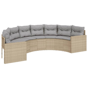 vidaXL 3-Piece Half-Round Garden Sofa Set Beige Poly Rattan