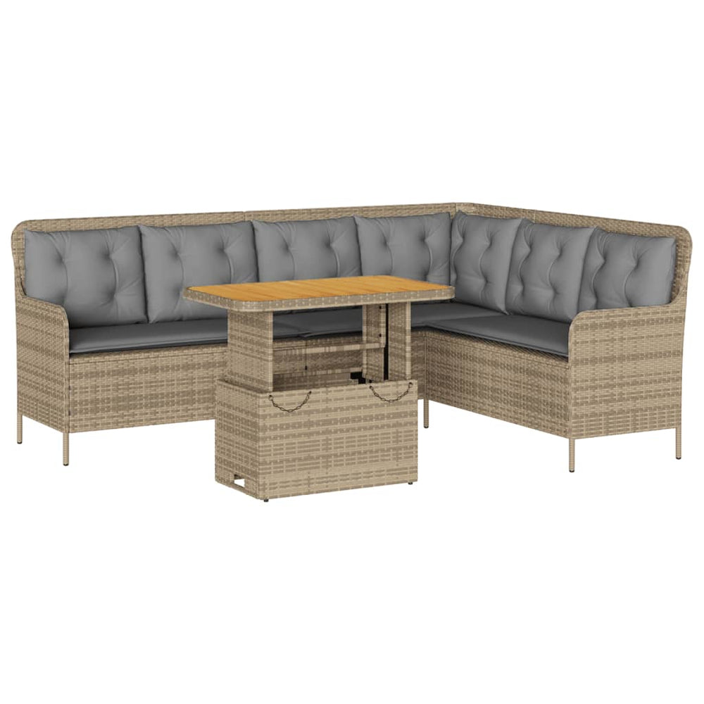 2-tlg. Beige Garten Sofagarnitur mit Kissen