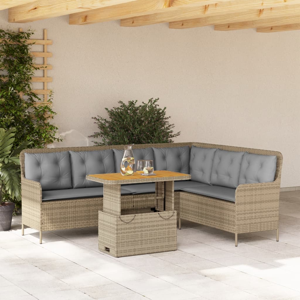 vidaXL Ensemble de canapé de jardin 2 pcs avec coussins Résine tressée Beige