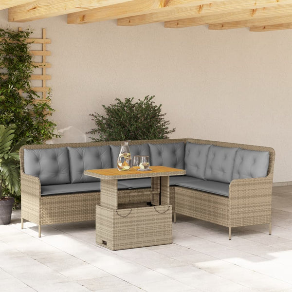 vidaXL Ensemble de canapé de jardin 2 pcs avec coussins Résine tressée Beige