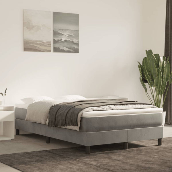 vidaXL Lit coffre avec matelas Gris clair 120x190 cm Velours