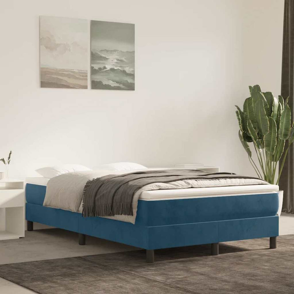 Boxspringbett mit Matratze Dunkelblau Samt 120x190 cm