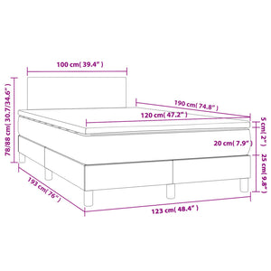 Boxspringbett mit Matratze & LED Hellgrau 120x190 cm