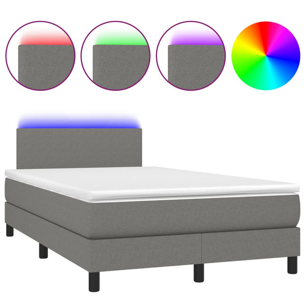 Boxspringbett mit LED Dunkelgrau 120x190 cm