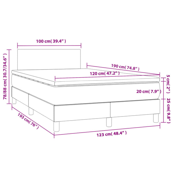Boxspringbett mit LED Dunkelgrau 120x190 cm