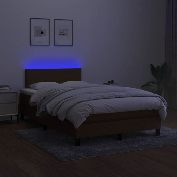 Boxspringbett mit Matratze & LED Dunkelbraun 120x190 cm