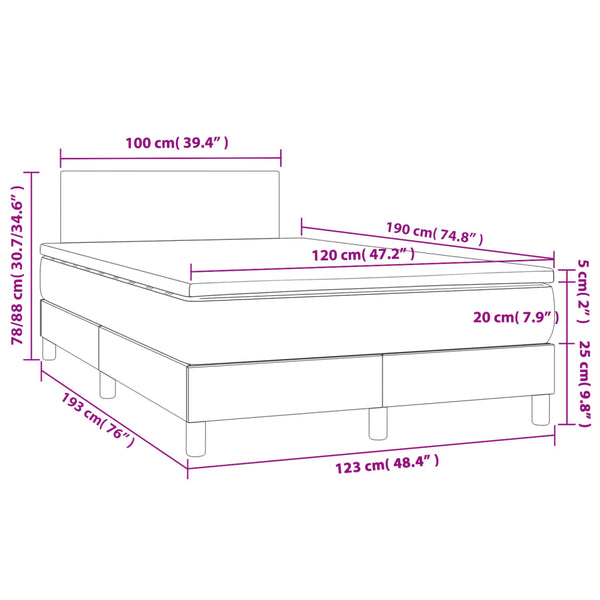Boxspringbett mit Matratze & LED Dunkelbraun 120x190 cm