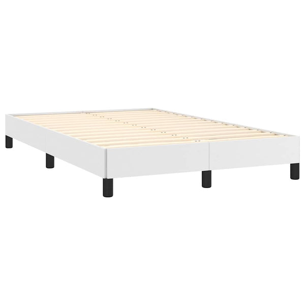 Boxspringbett mit LED 120x190 cm Weiß Kunstleder