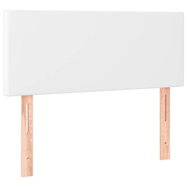 Boxspringbett mit LED 120x190 cm Weiß Kunstleder